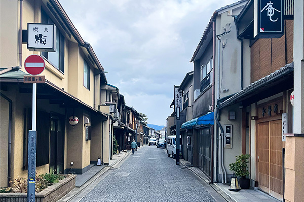 Traditional streetscape of the Nishijin district in Kyoto