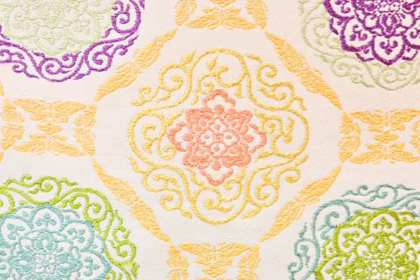 Intricate and colorful woven patterns of Nishijin silk